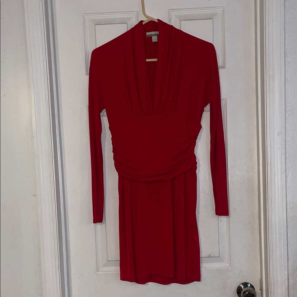 Boston Poper Vibrant Red Long Sleeve Dress